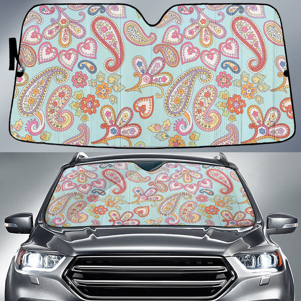 Chromatic Tropical Flower And Leaves Green Mint Theme Car Sun Shades Cover Auto Windshield Coolspod