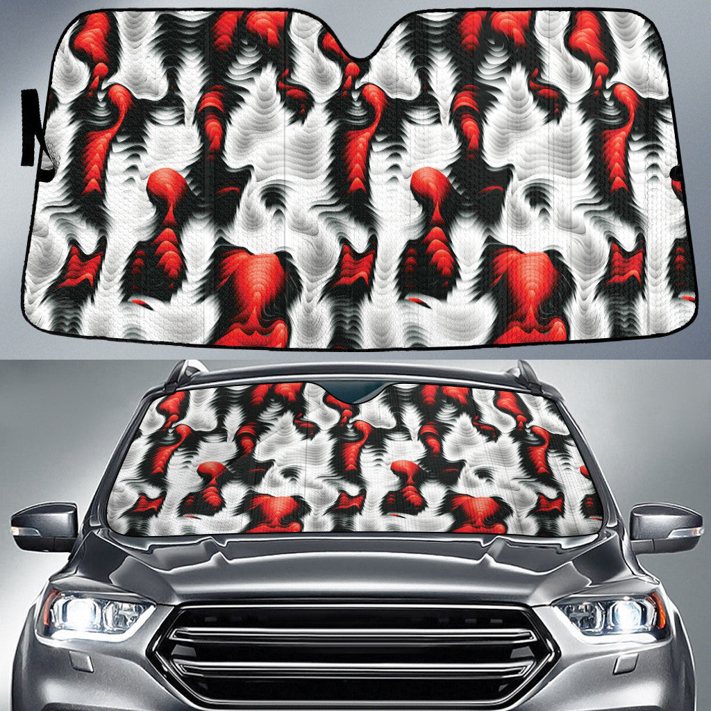 Red And White Urban Abstract Camoflag Pattern Car Sun Shades Cover Auto Windshield Coolspod