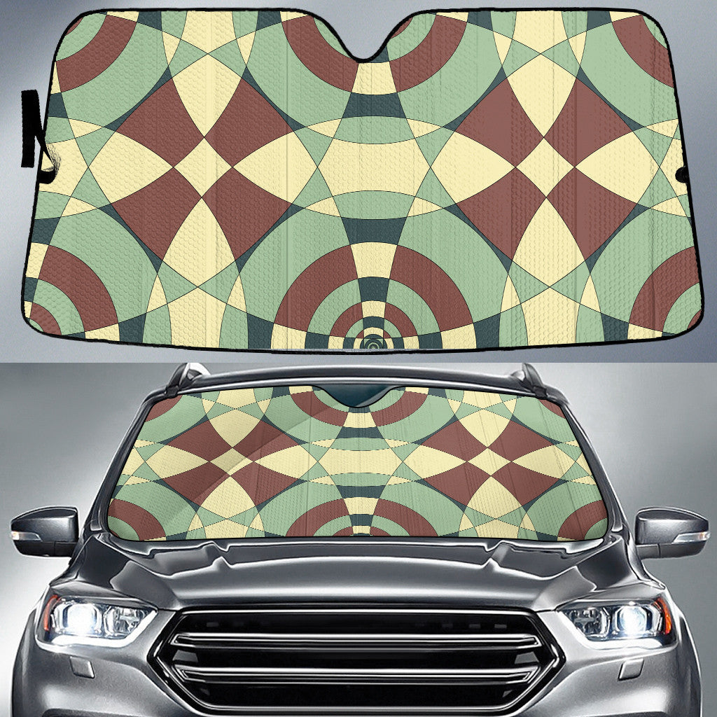 Green And Brown Geometric Shape Pattern Car Sun Shades Cover Auto Windshield Coolspod