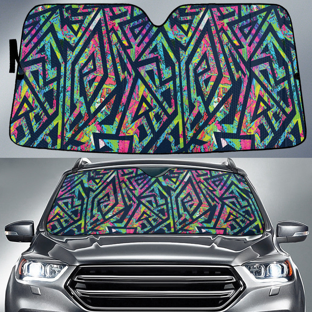 Multicolor Hot Blocks Geometric Pattern All Over Print Car Sun Shades Cover Auto Windshield Coolspod