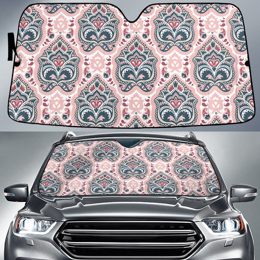Vintage Flower Tribal Pattern Pink Theme Car Sun Shades Cover Auto Windshield Coolspod