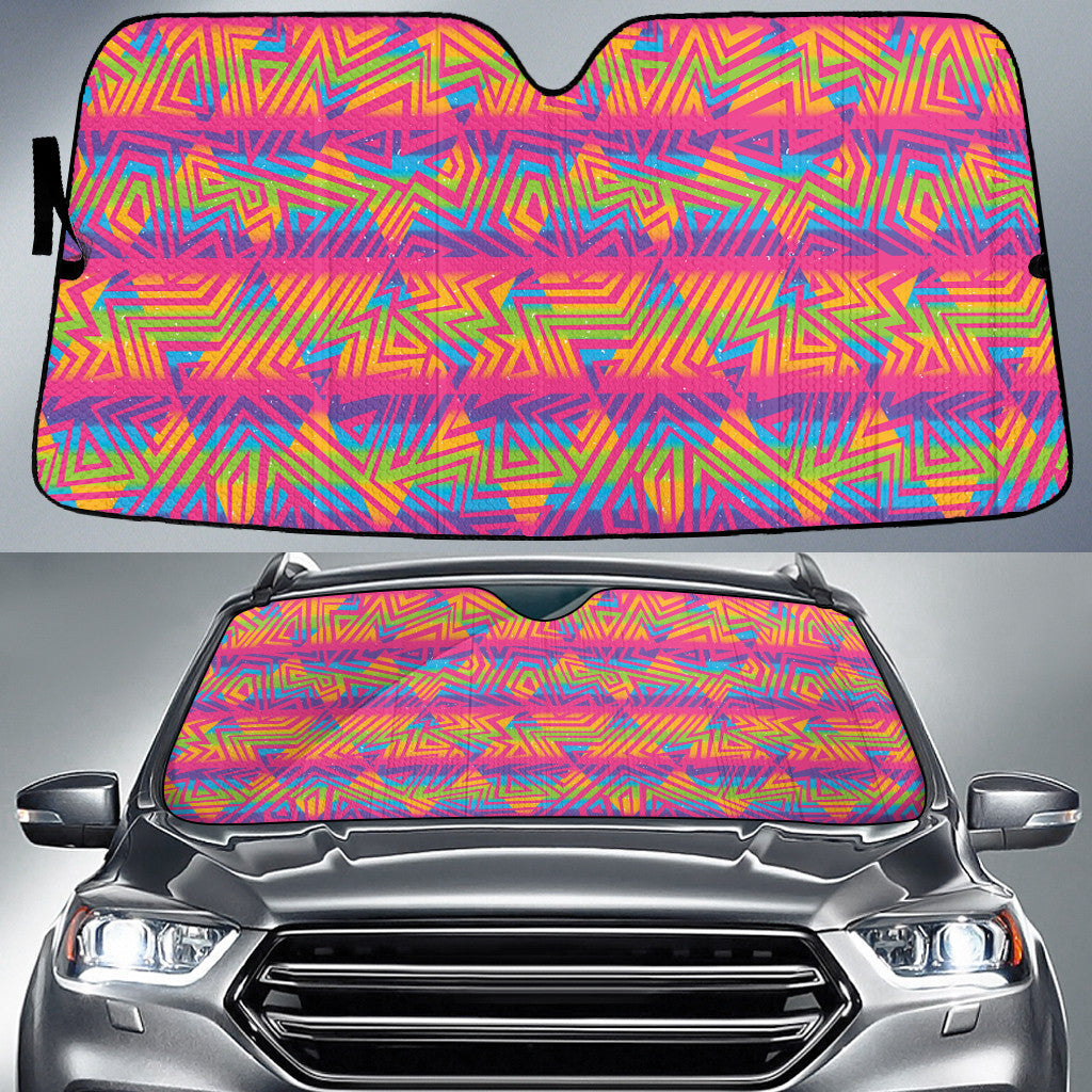 Tribal Triangle Psychedelic Colors Art Geometric Pattern Car Sun Shades Cover Auto Windshield Coolspod