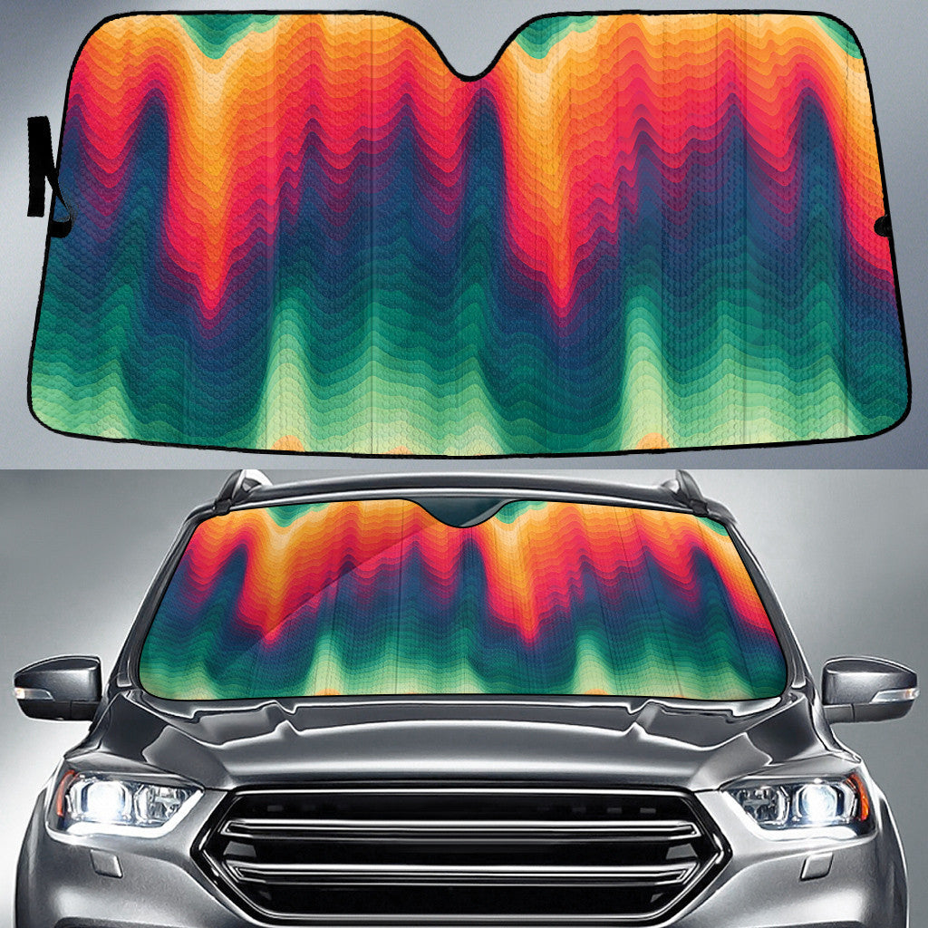 Green Ombre Soothing Waves Lapghan Pattern Car Sun Shades Cover Auto Windshield Coolspod