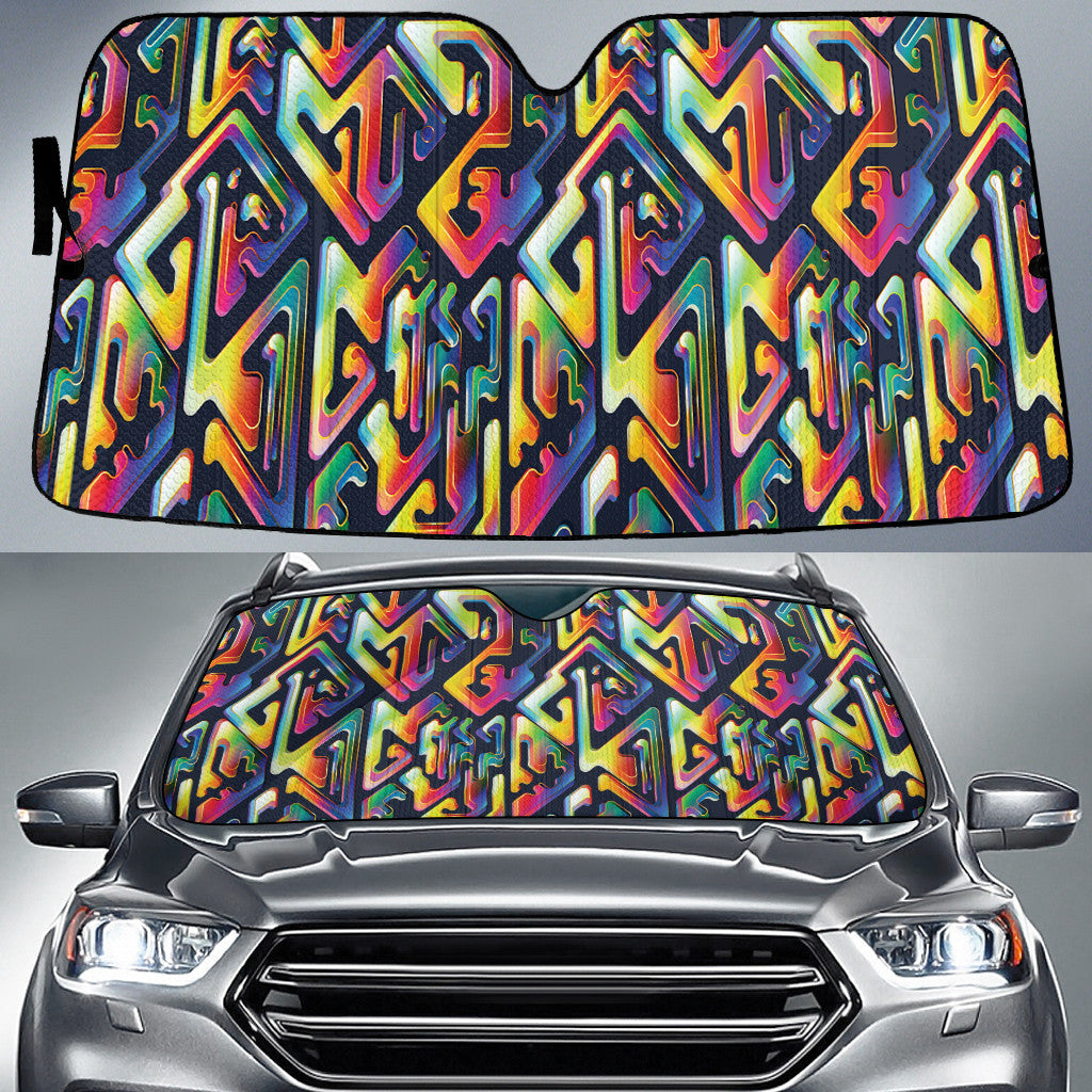 Colorful Ir Electronic Line Geometric Pattern Car Sun Shades Cover Auto Windshield Coolspod