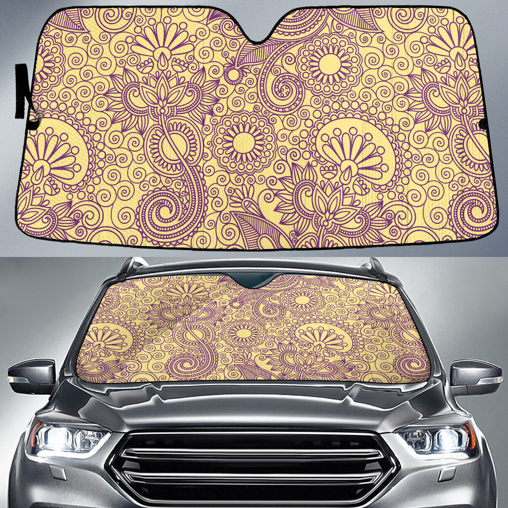 Yellow Tone Tropical Flower And Leaves Yellow Theme Car Sun Shades Cover Auto Windshield Coolspod
