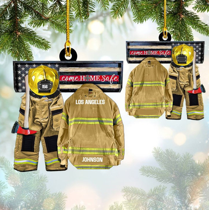 Customized Firefighter Uniform Full Set Ornament/ Come Home Safe Acrylic Ornament for Home
