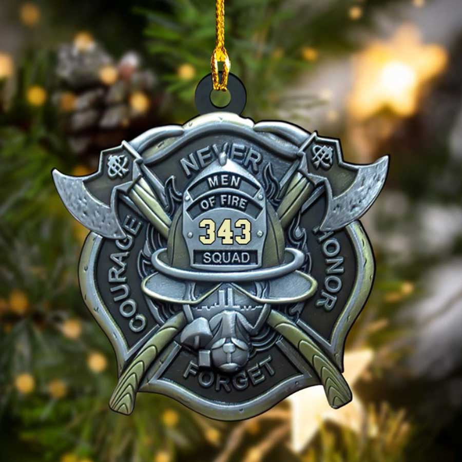 Customized Firefighter Axe Logo Ornament for Fireman/ Firefighter Christmas Acrylic Ornament for Him