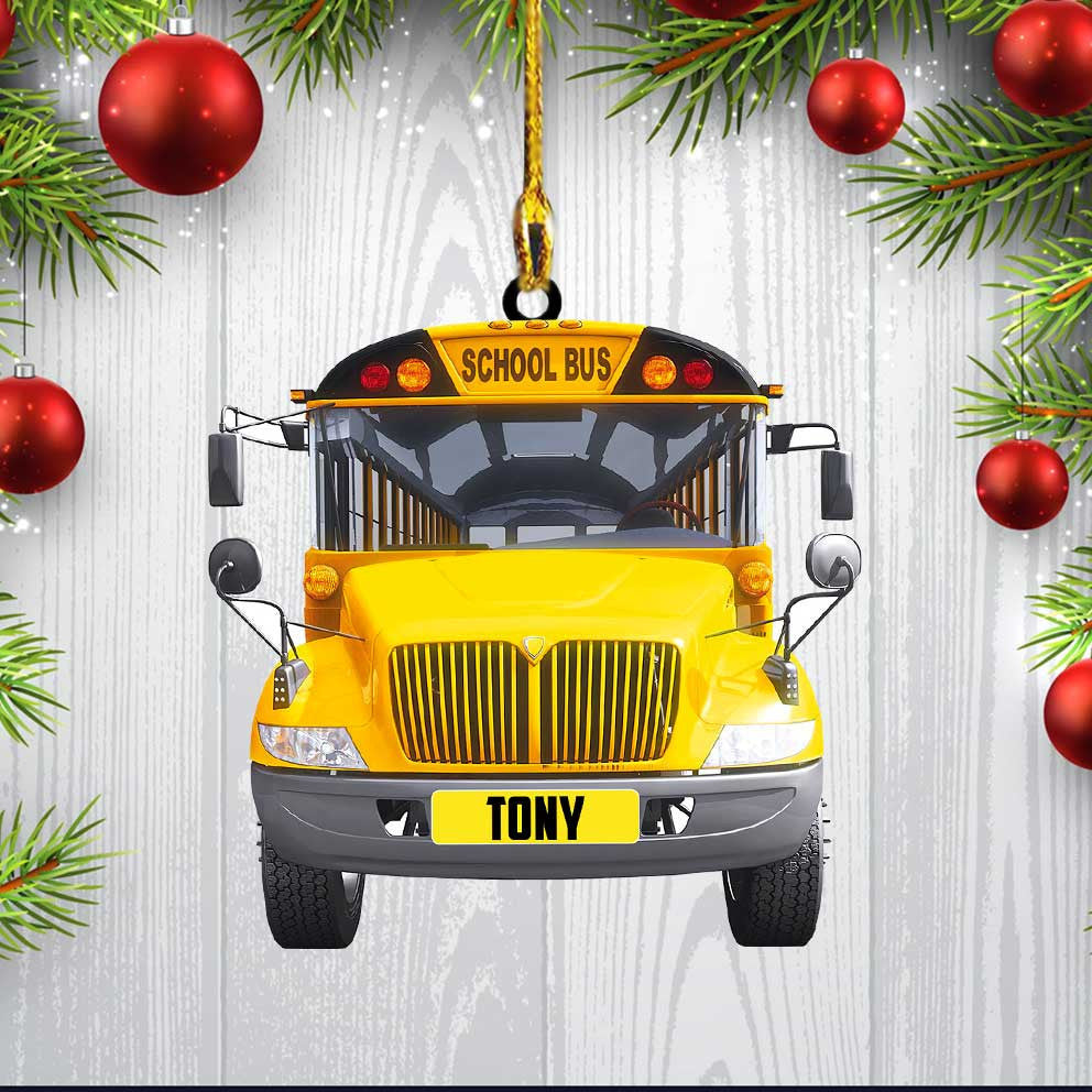 Customized School Bus Acrylic Ornament for Bus Driver Christmas Gift