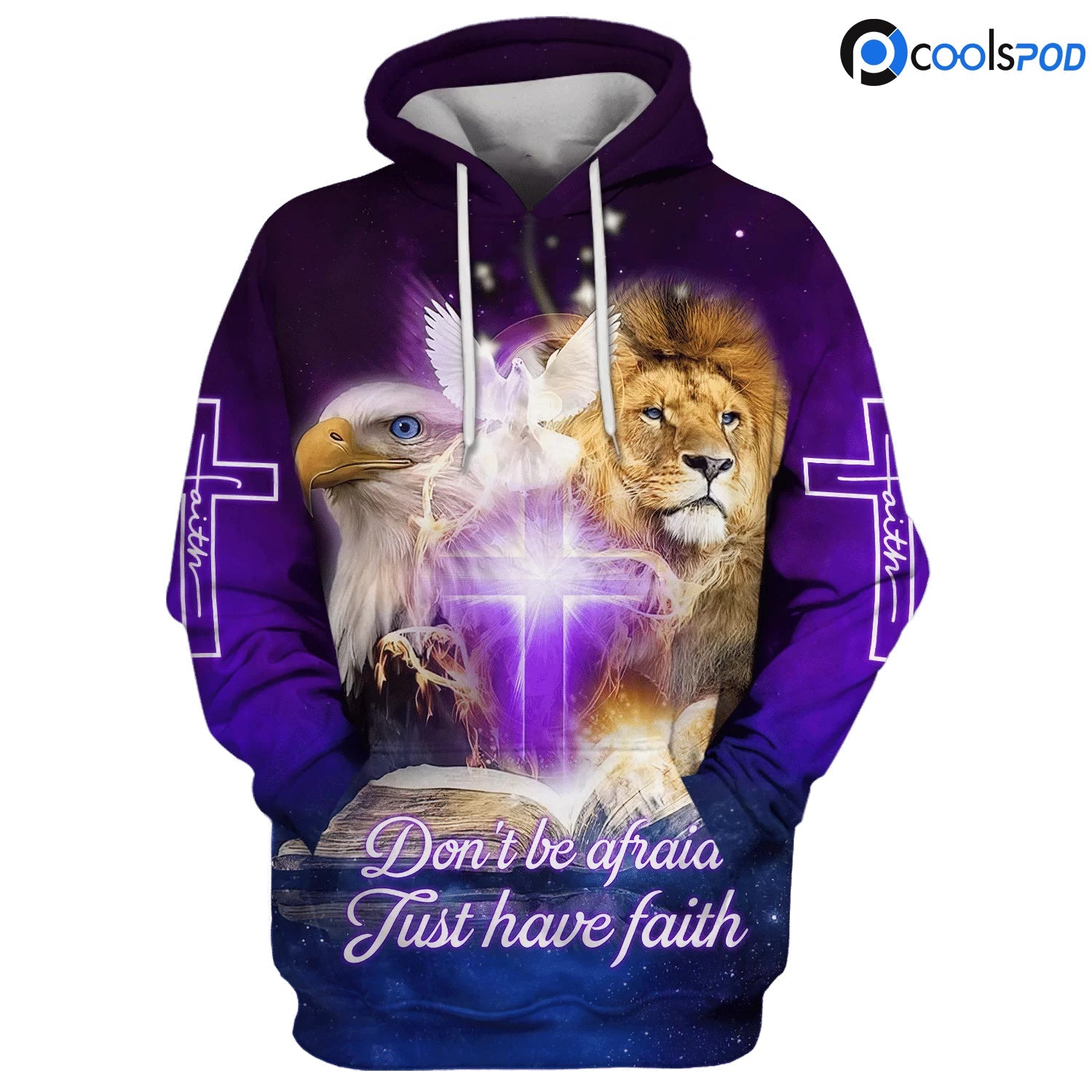 Religious Jesus Lion Hoodie/ Don''t Be Afraid Just Have Faith 3D All Over Print Hoodie