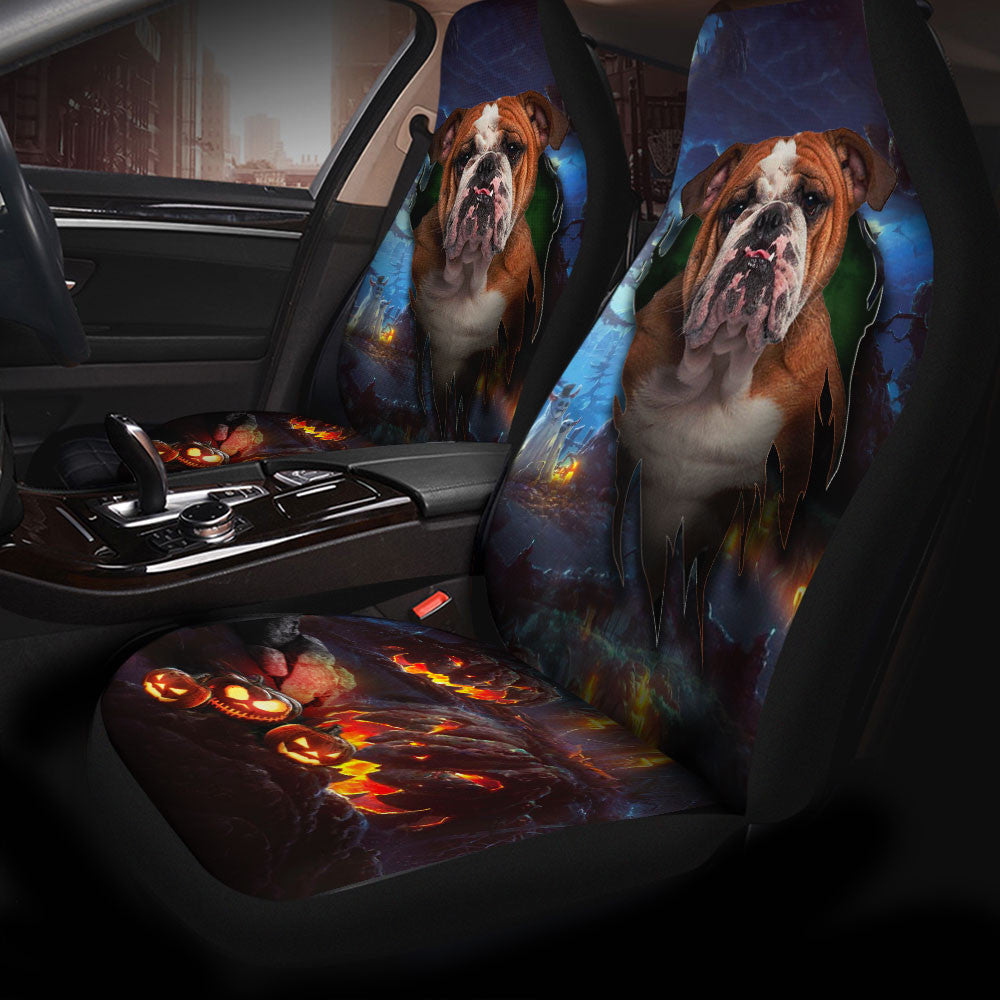 Bulldog Halloween Car Seat Covers