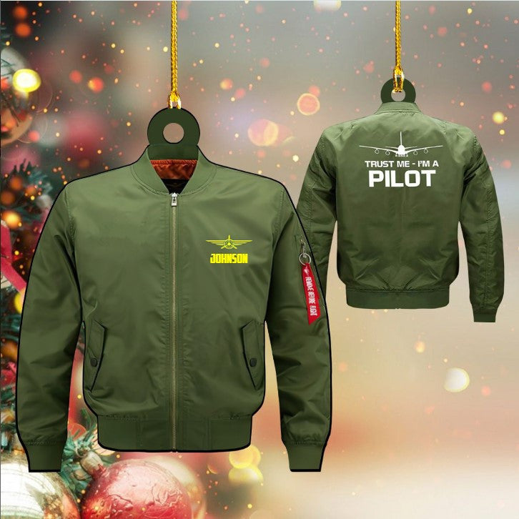 Personalized Pilot Jacket Custom Shaped Acrylic Ornament for Pilot