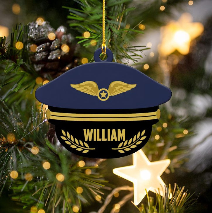 Captain Pilot Hat Custom Shaped Acrylic Ornament for Pilot