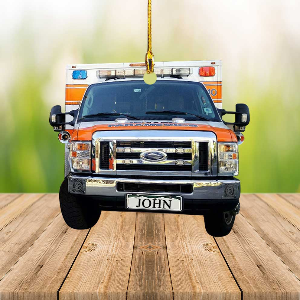 Personalized Paramedic Car Ornament/ Custom EMS Vehicle Flat Acrylic Ornament