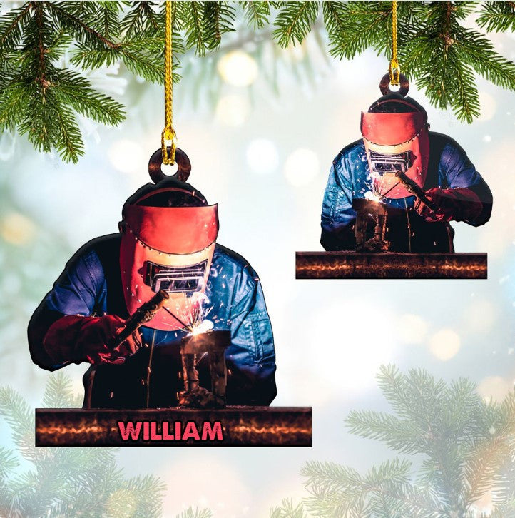 Personalized Welder Mask Acrylic Ornament Christmas Gift for Welder Father