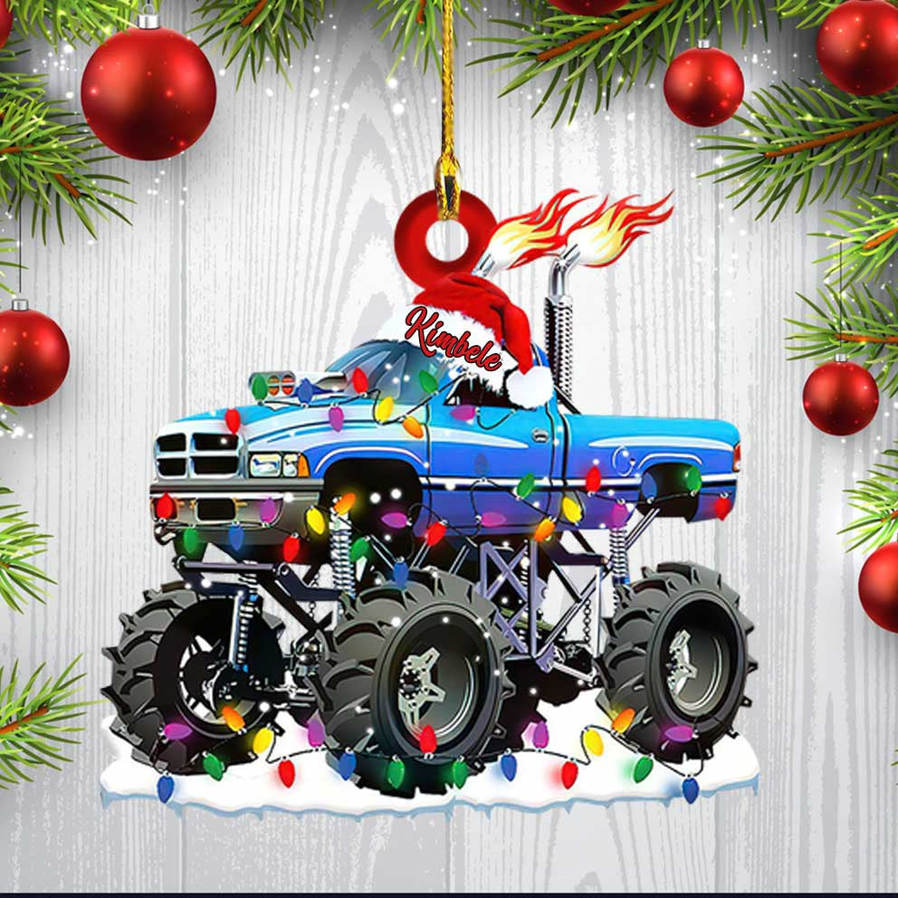 Personalized Monster Truck Custom Shape Ornament Christmas Version Acrylic Ornament