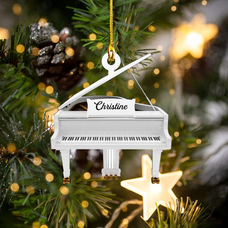 Custom Name White Piano Custom Shaped Ornament Acrylic for Piano Player