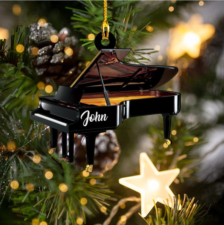 Custom Name White Piano Custom Shaped Ornament Acrylic for Piano Player