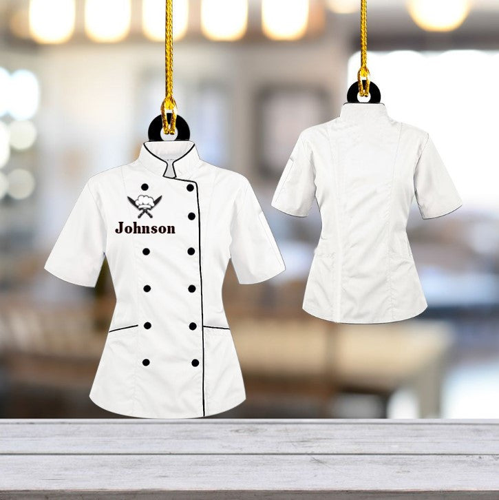 Personalized Chef White Uniform Ornament/ Custom Chef Hat Acrylic Flat Ornament Love Kitchen
