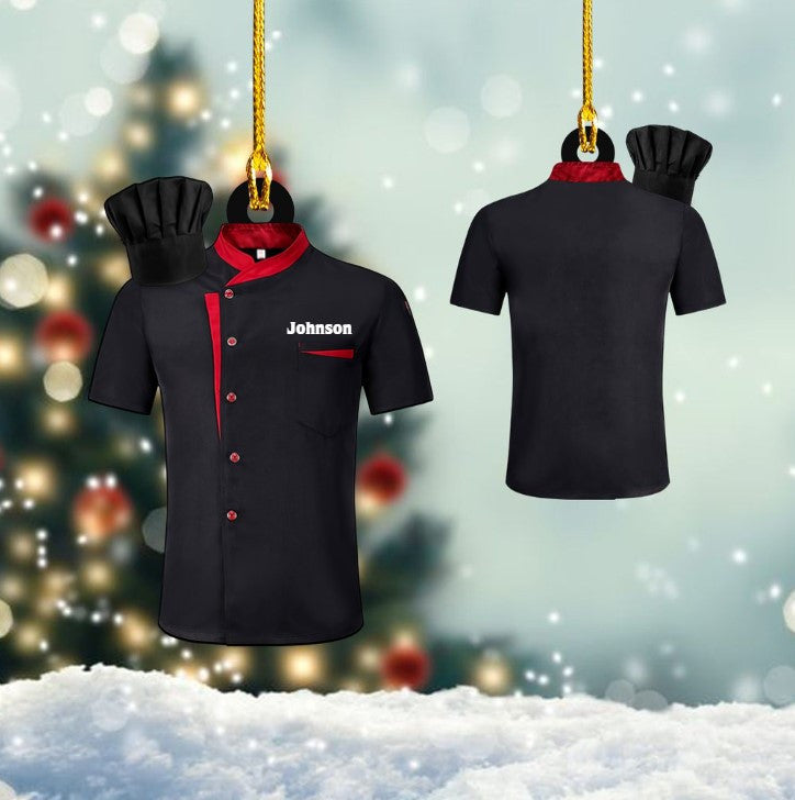 Customized Chef Black Uniform Ornament/ Custom Chef Hat Acrylic Flat Ornament Love Kitchen