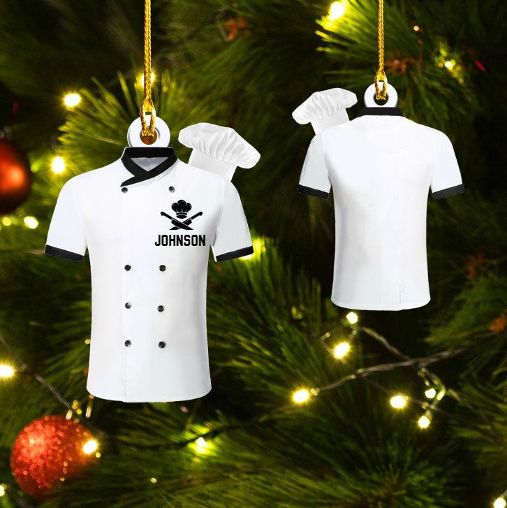 Customized Chef Black Uniform Ornament/ Custom Chef Hat Acrylic Flat Ornament Love Kitchen