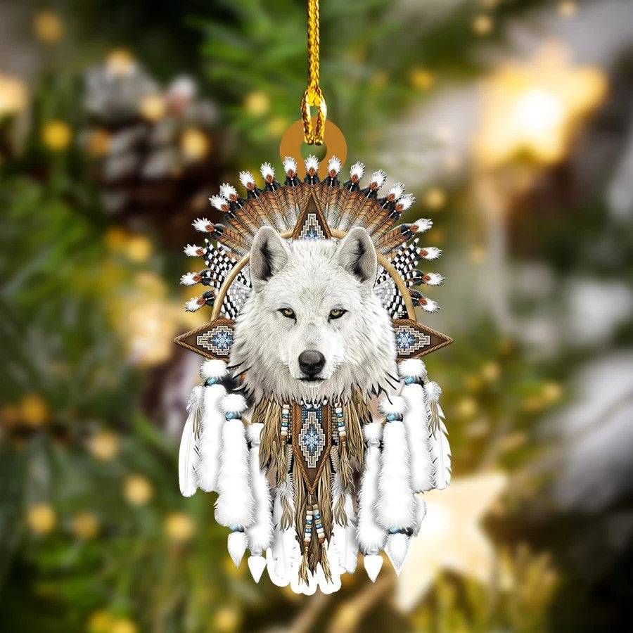 Wolf Native Custom Shaped Acrylic Ornament for American Native