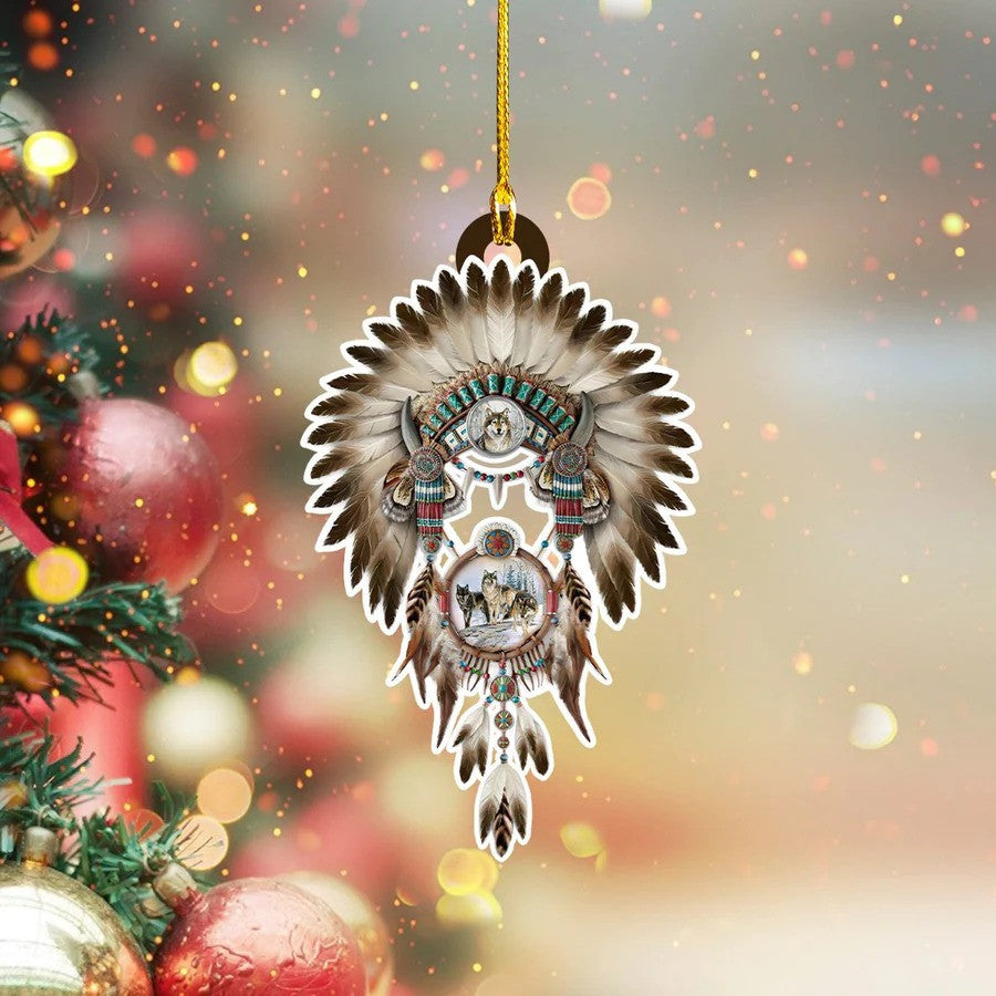 Wolf Native Custom Shaped Acrylic Ornament for American Native