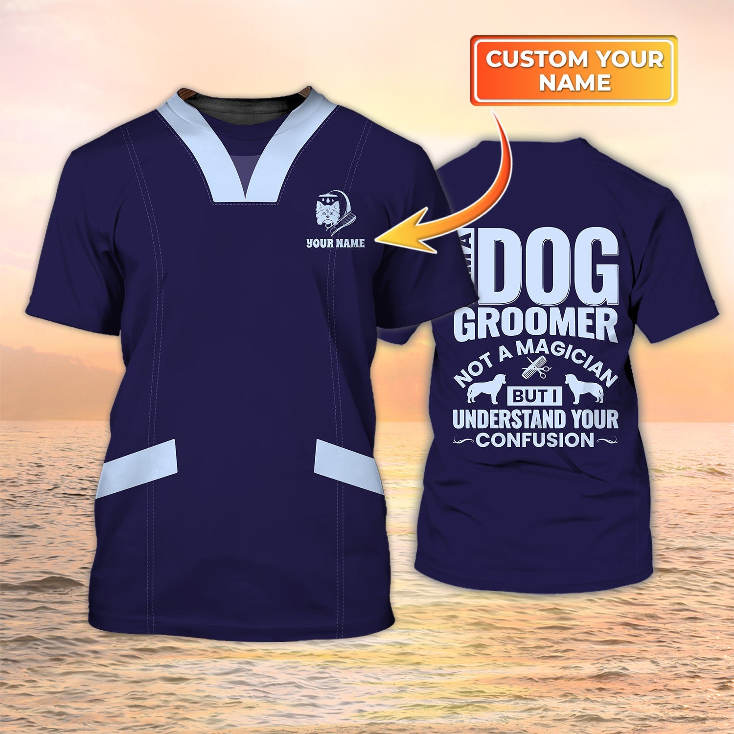 Personalized 3D All Over Printed Dog Groomer Shirt Grooming Uniform I Am A Dog Groomer Not A Magician
