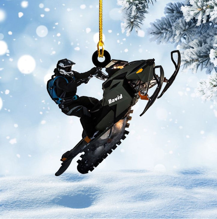 Personalized Snowmobile Rider Ornament Acrylic for Snowmobile Lovers