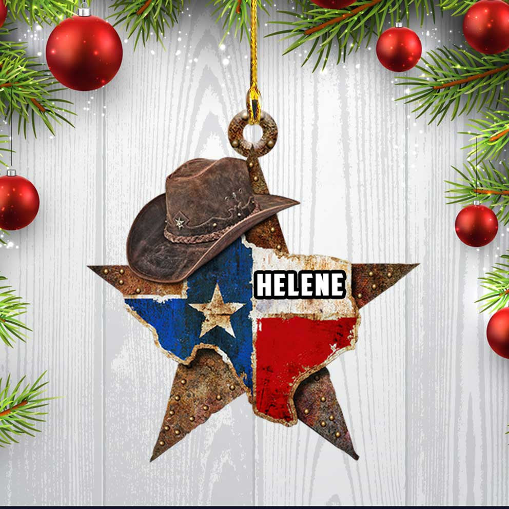 Personalized Texas Cowboy Hat Ornament/ Custom Flat Acrylic Ornament for Cowboy