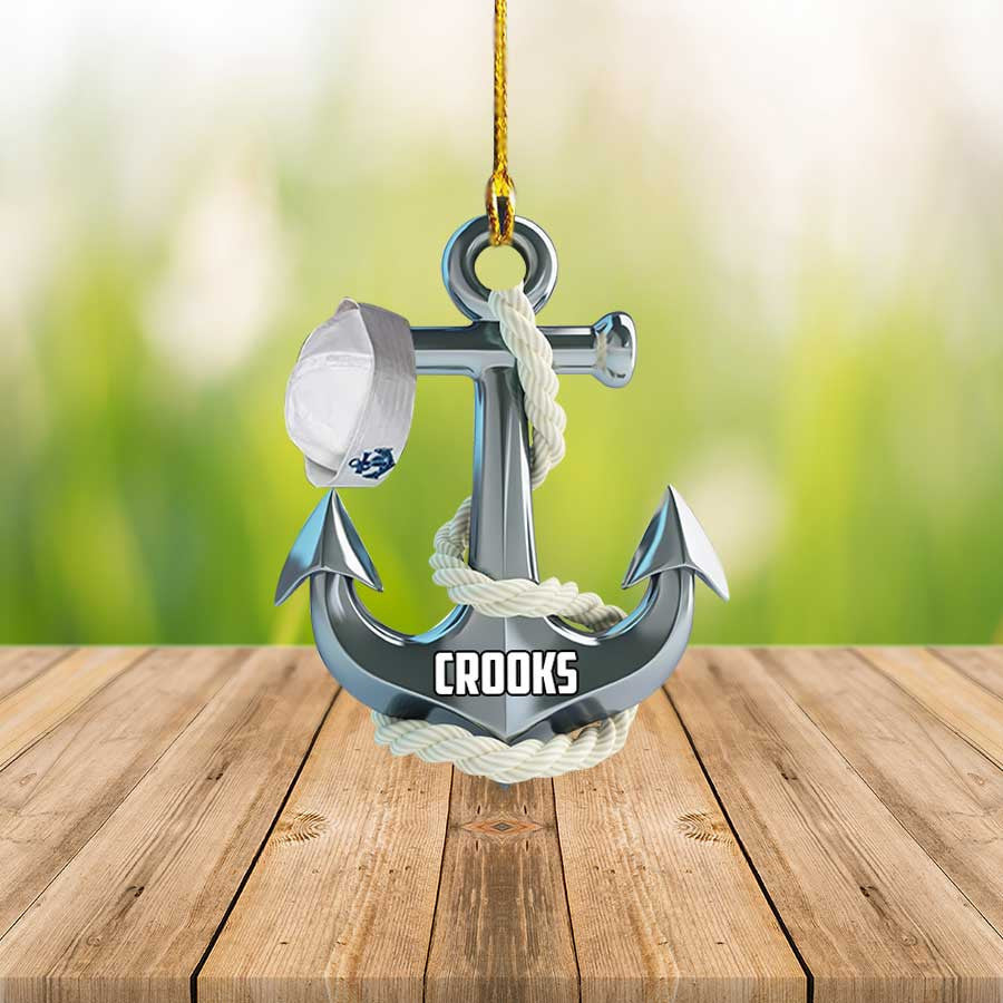 Personalized Anchor Flat Acrylic Ornament for Sailor
