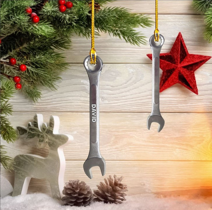 Personalized Wrench Tree Shape Acrylic Ornament for Mechanic