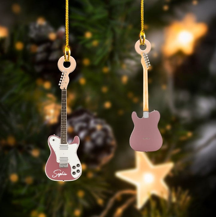 Personalized Classic Guitar Custom Name Ornament Christmas Acrylic Custom Shape Ornament for Guitar Players
