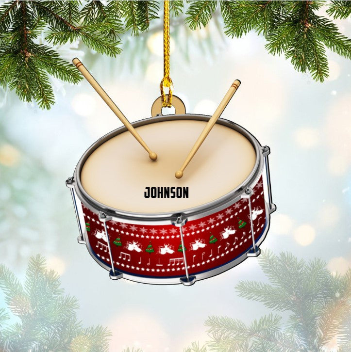 Personalized Colorful Drum Acrylic Ornament for Christmas Gift Drummer