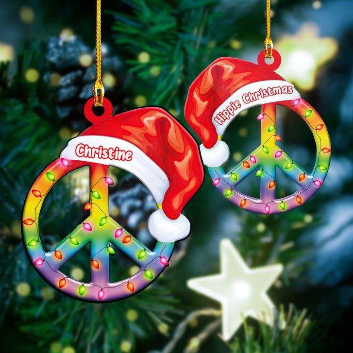 Personalized Hippie Peace of Lover Custom Shaped Acrylic Ornament