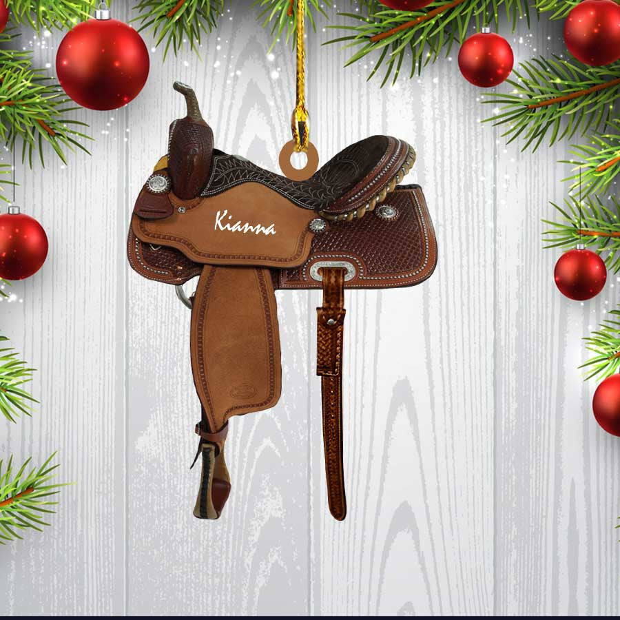 Custom Horse Saddle Personalized Flat Ornament For Horse Lovers/ Cowboy Cowgirl Acrylic Ornament