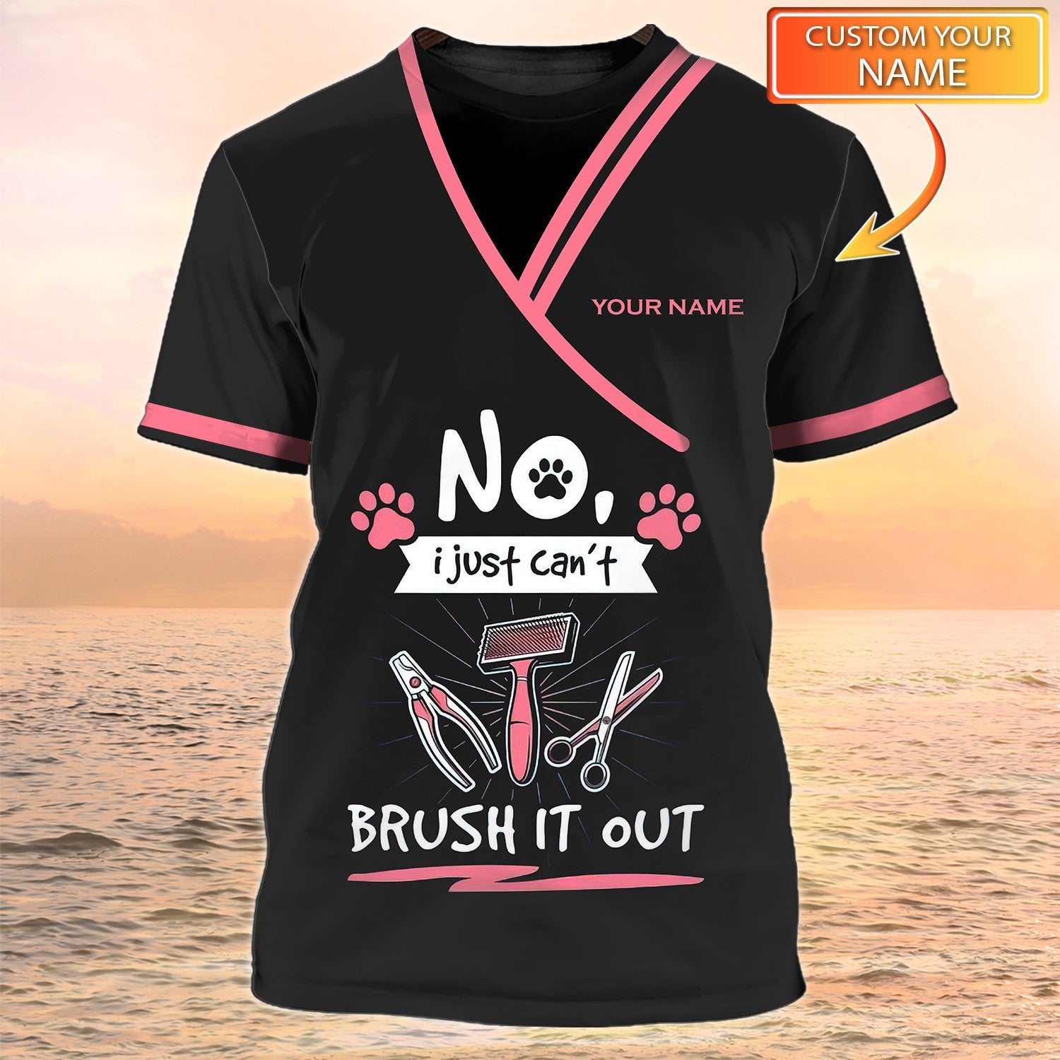 Pet Grooming Shirt Dog Groomer Custom Tshirt Grooming Uniform Black