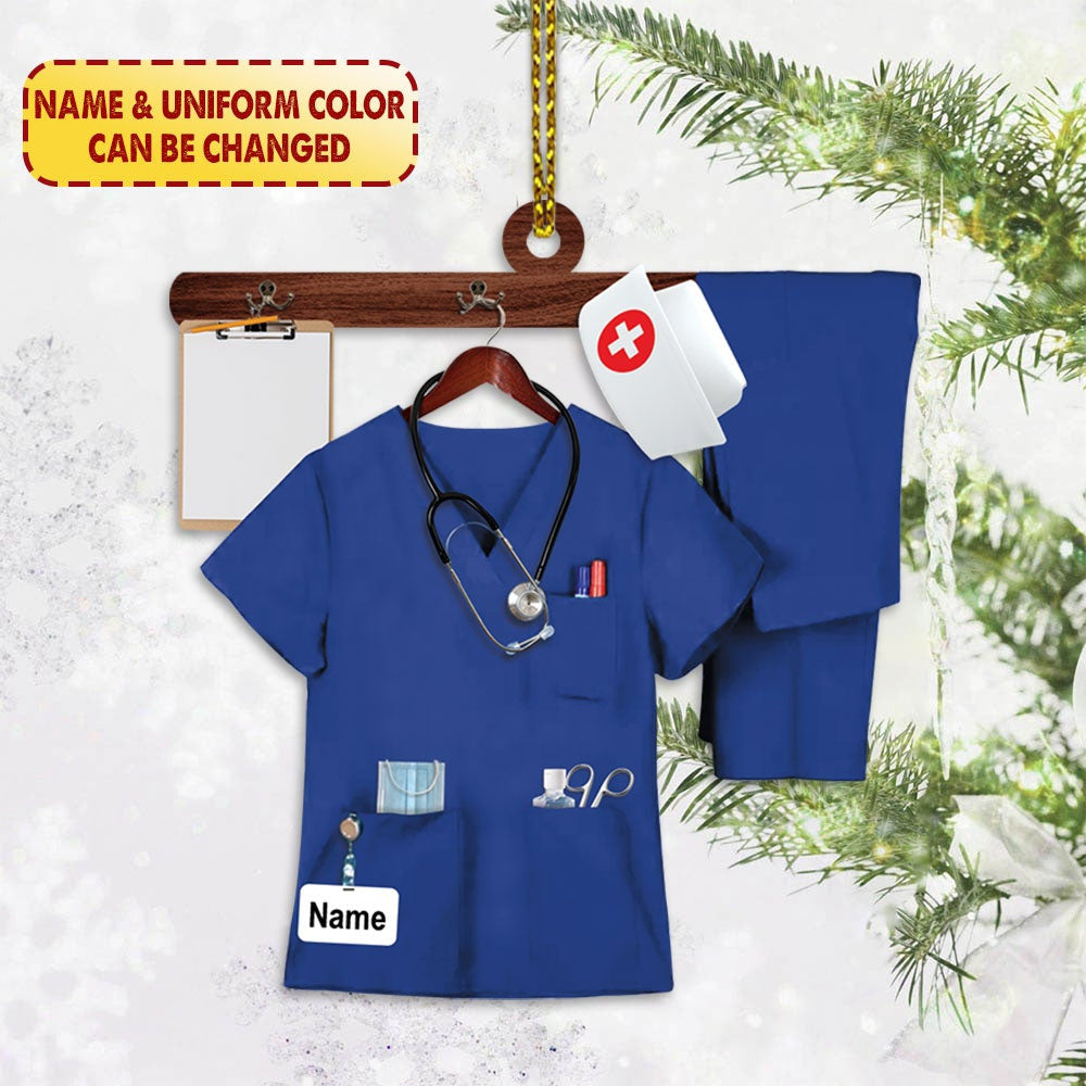Personalized Nurse Uniform With Name Custom Shaped Acrylic Ornament Two Sides Prints