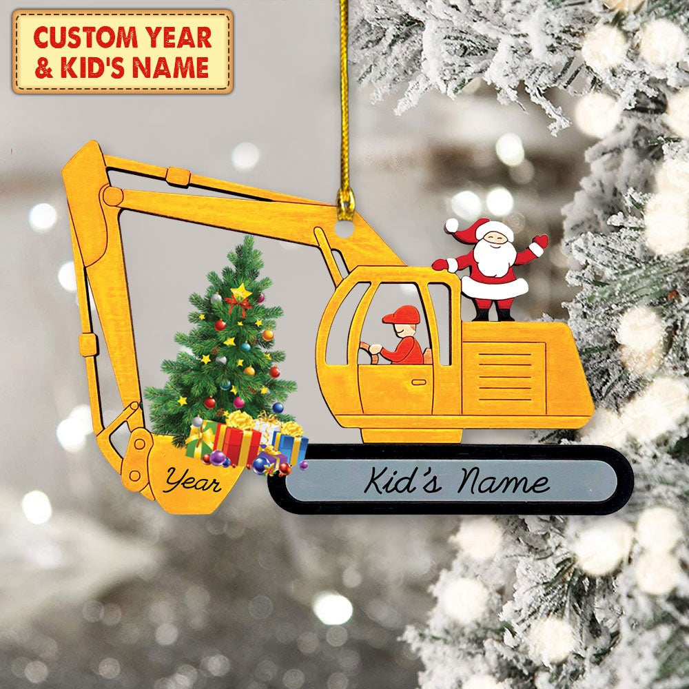 Personalized Excavator Construction Christmas Acrylic Ornament Hn98