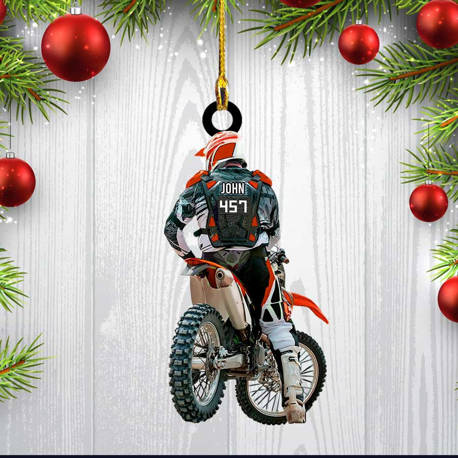 Personalized Motocross Racer Ornament/ Customized Flat Acrylic Ornament for Motocross Lovers