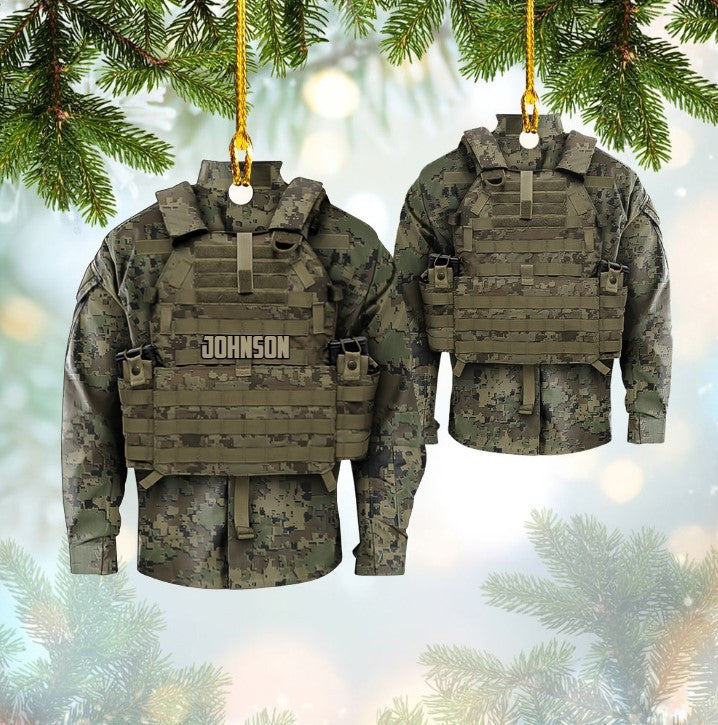 Personalized Army Bulletproof Vest Uniform Ornament Custom Shaped Acrylic Army Ornament