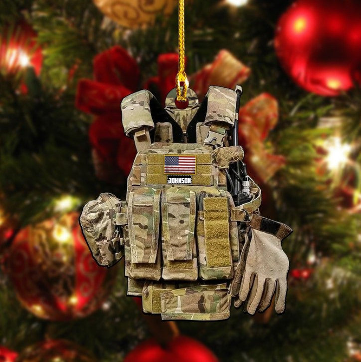 Personalized Army Bulletproof Vest Uniform Ornament Custom Shaped Acrylic Army Ornament