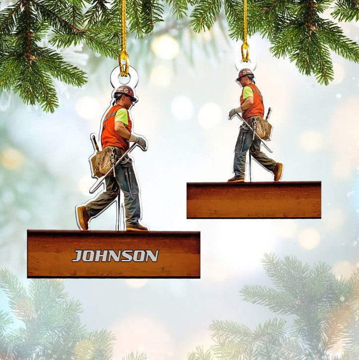 Personalized Ironworker Tool Helmet & Gloves Custom Shaped Flat Acrylic Ornament for Ironworker