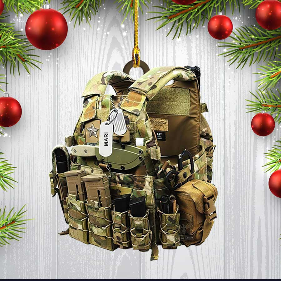 Personalized Tactical Vests Acrylic Ornament for Soldiers/ Soldiers Ornament for Dad/ Him