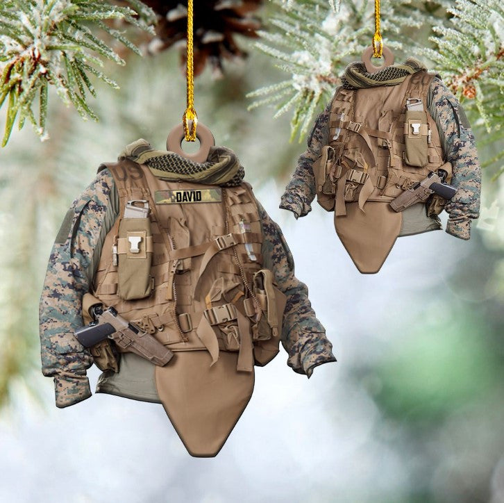 Personalized Tactical Vests Acrylic Ornament for Soldiers/ Soldiers Ornament for Dad/ Him