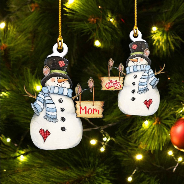 Personalized Snowman Ornament Flat Acrylic Ornament for Mom