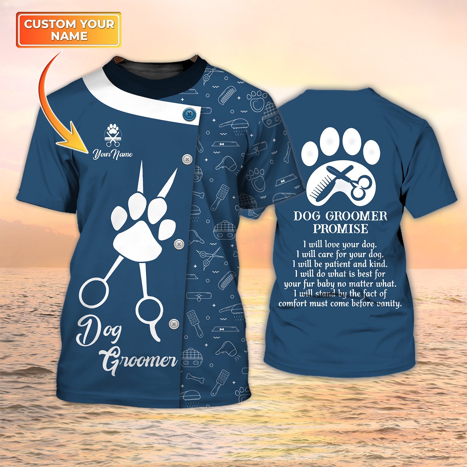 Dog Groomer Promise T Shirt Grooming Custom Shirts Pet Salon Uniform Dog Groomer Shirts