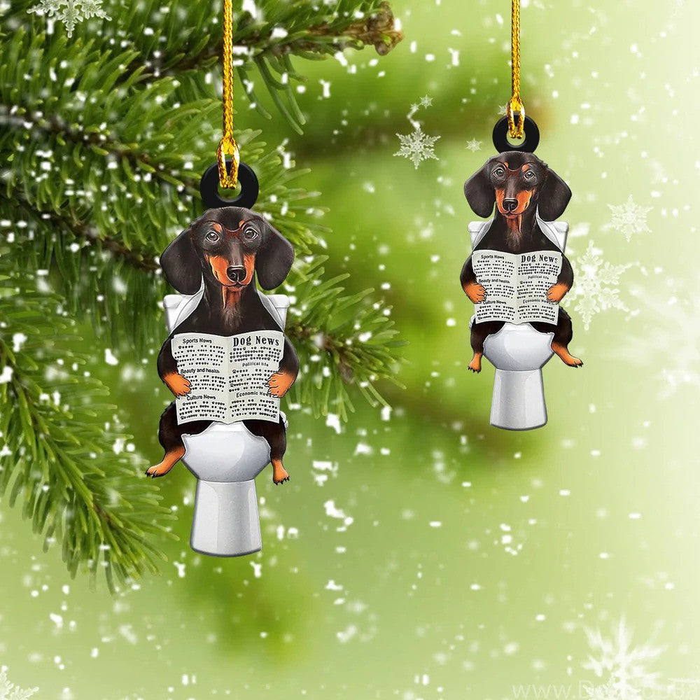 Funny Dachshund Custom Shaped Acrylic Ornament for Dachshund Lovers