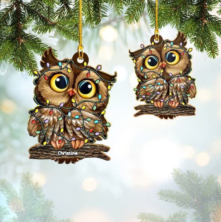 Personalized Christmas Owl Ornament Custom Shaped Acrylic Owl Ornament