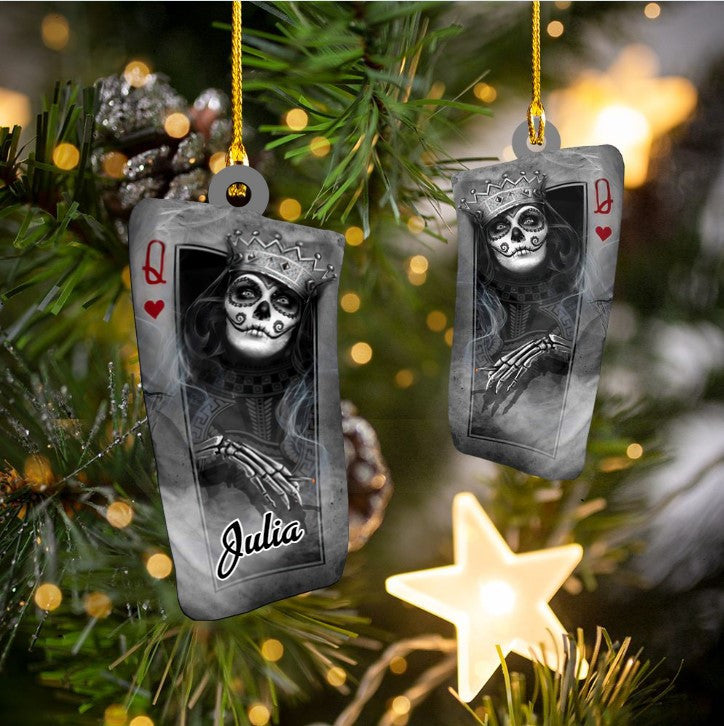 Personalized King & Queen Skull Card Custom Shapes Ornament Acrylic for Him