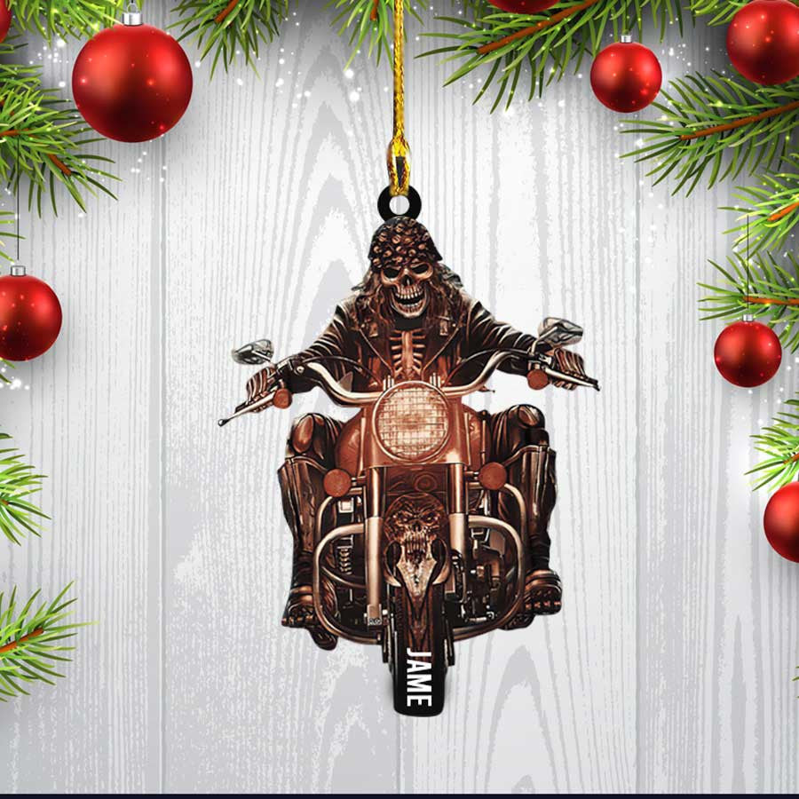 Personalized Skull Biker Ornament/ Custom Biker Vest Flat Ornament for Biker Lovers